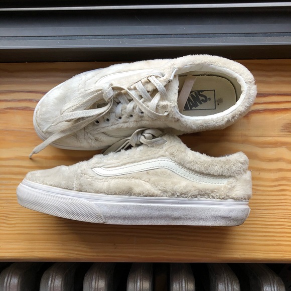 fuzzy white vans